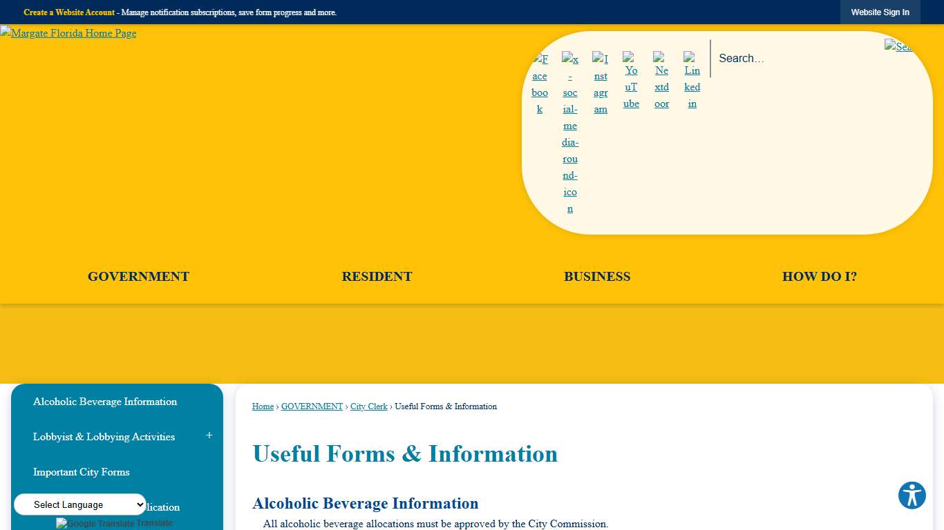 Useful Forms & Information Margate, FL