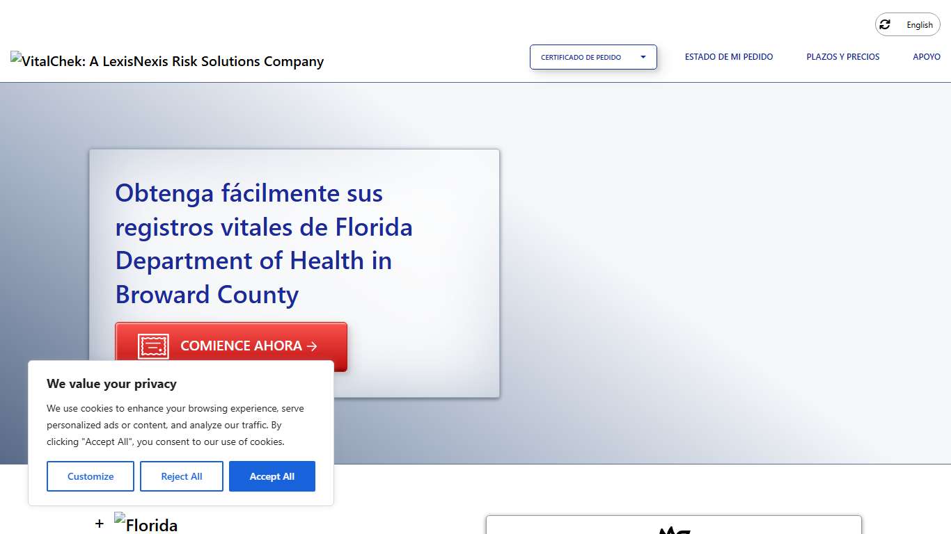 Florida Department of Health in Broward County (FL) Order Certificates - VitalChek