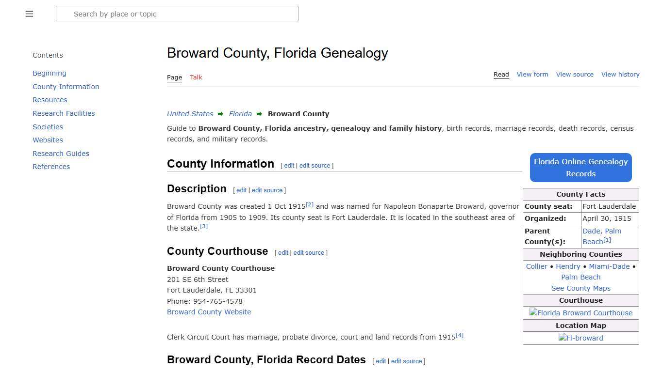 Broward County, Florida Genealogy • FamilySearch
